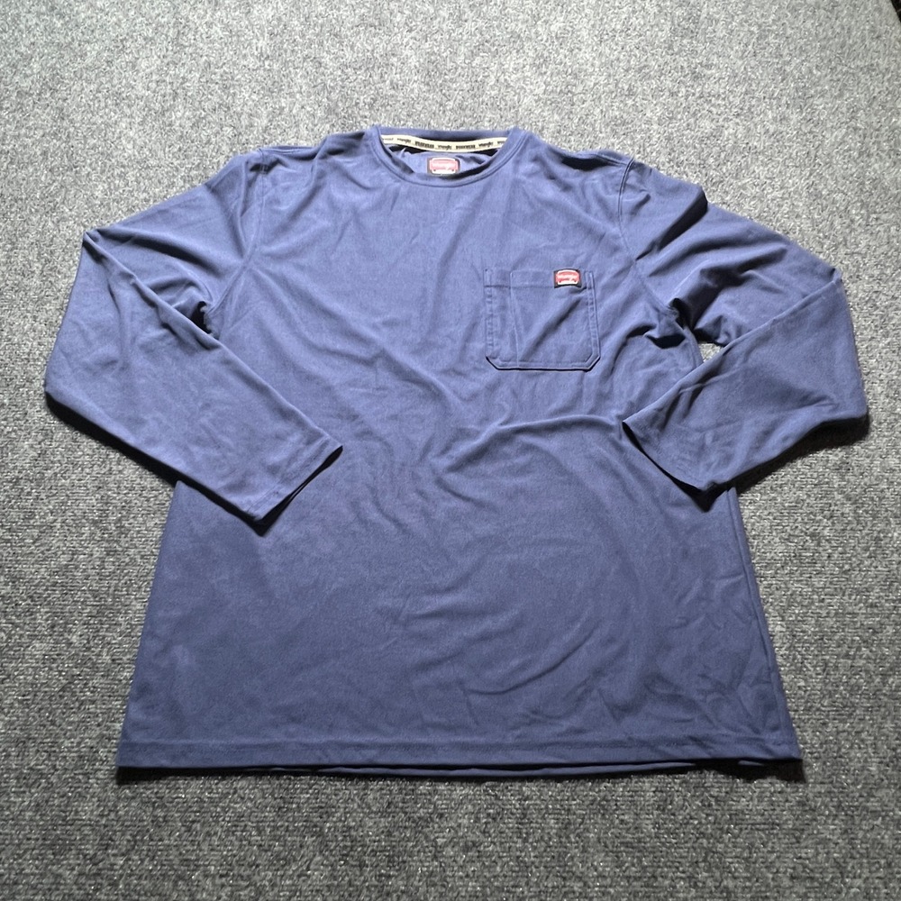 Wrangler Workwear Mens Blue Long Sleeve Pocket T-Shirt Size L WW55145